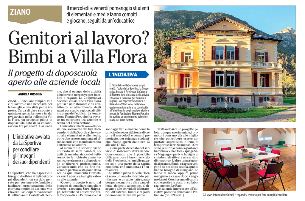 Doposcuola a Villa Flora: un servizio per le famiglie che lavorano